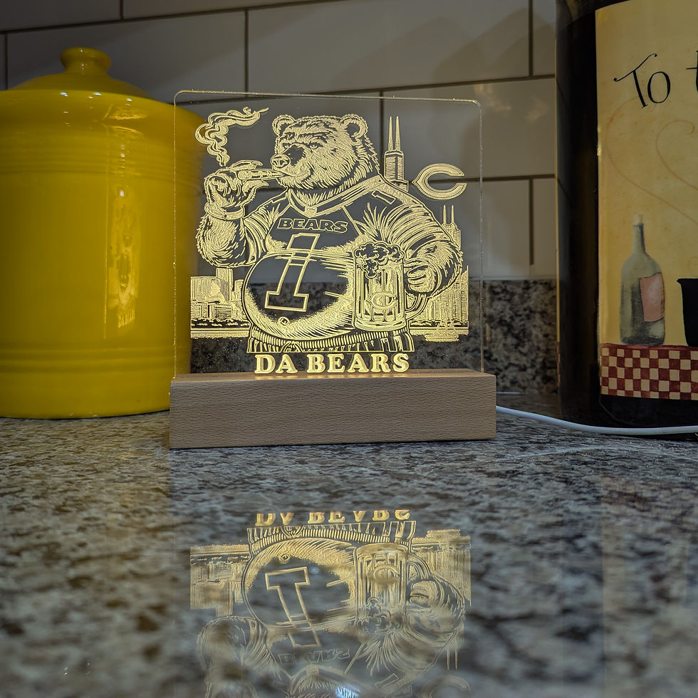 Thumbnail: Chicago Bears Funny Lighted Acrylic Etching - Light Up Your Fan Cave!