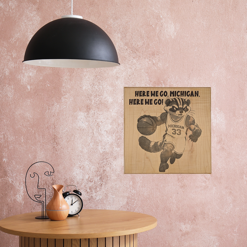 Thumbnail: Michigan Wolverines Basketball Wood Sign - Custom Carved Maple Decor