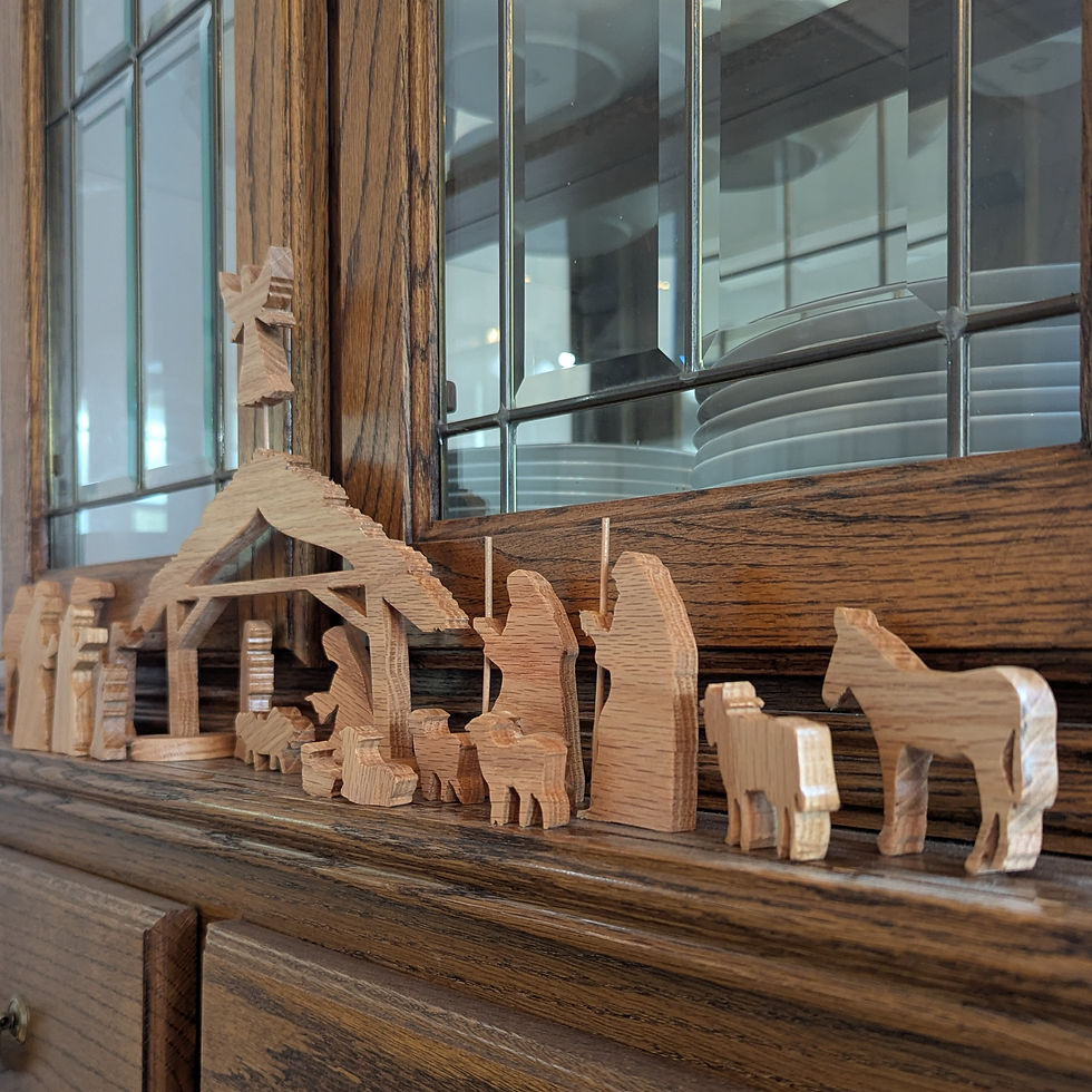 Thumbnail: Carved Oak Christmas Nativity Set 21 Pieces