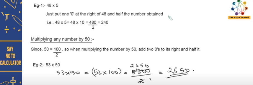 Multiplication by 5,25,50,250 | TheVedicMaths