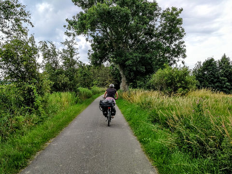 Cyklist på cykelsti
