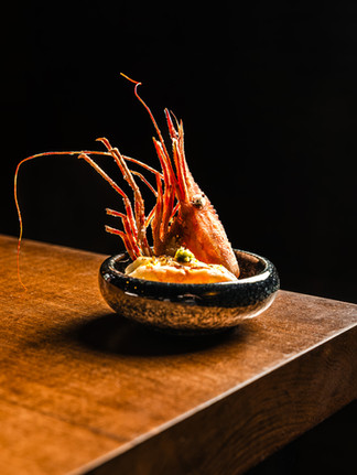 Botan Ebi sweet shrimp sushi on a table