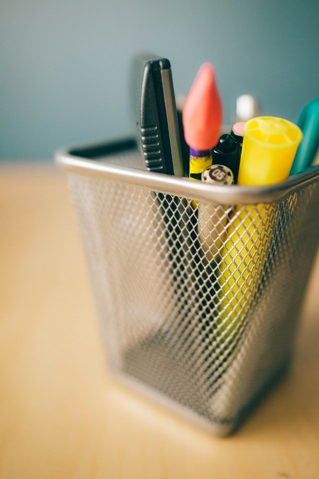 Pencil Cup in Lonely Office Setting