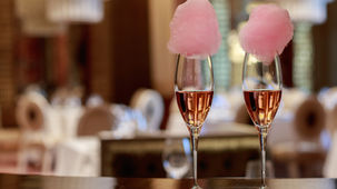 Cotton Candy Topped Moët Rose Champagne at Piaf Restaurant in Grand Velas Los Cabos