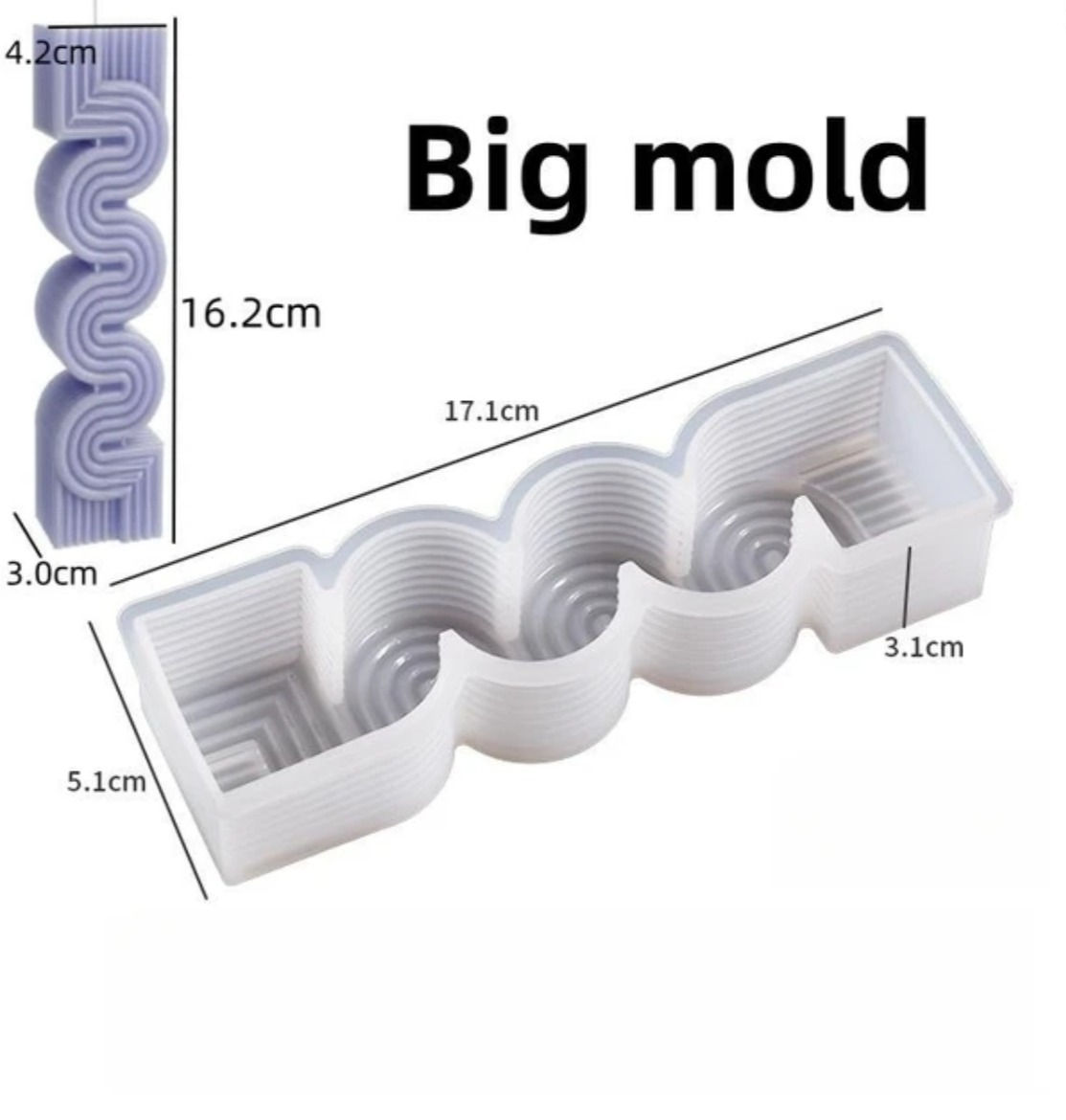 תבנית סיליקון להכנת נר מעוצב- עמוד עם קימורים