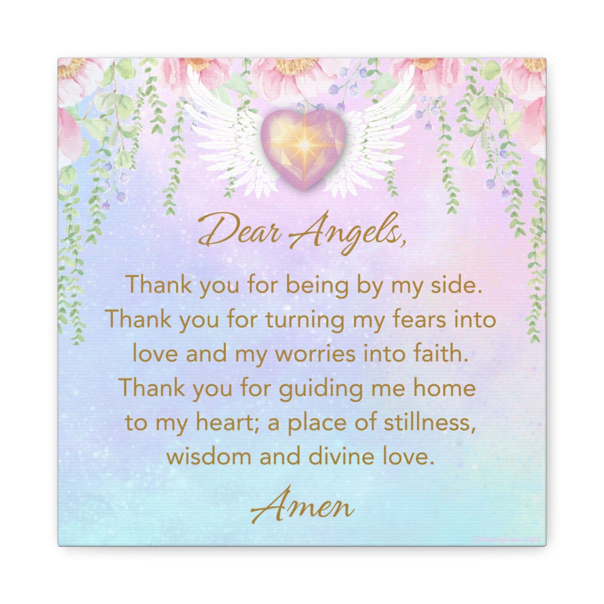 Angel Prayer For Inner Peace Canvas (Rose Quartz)