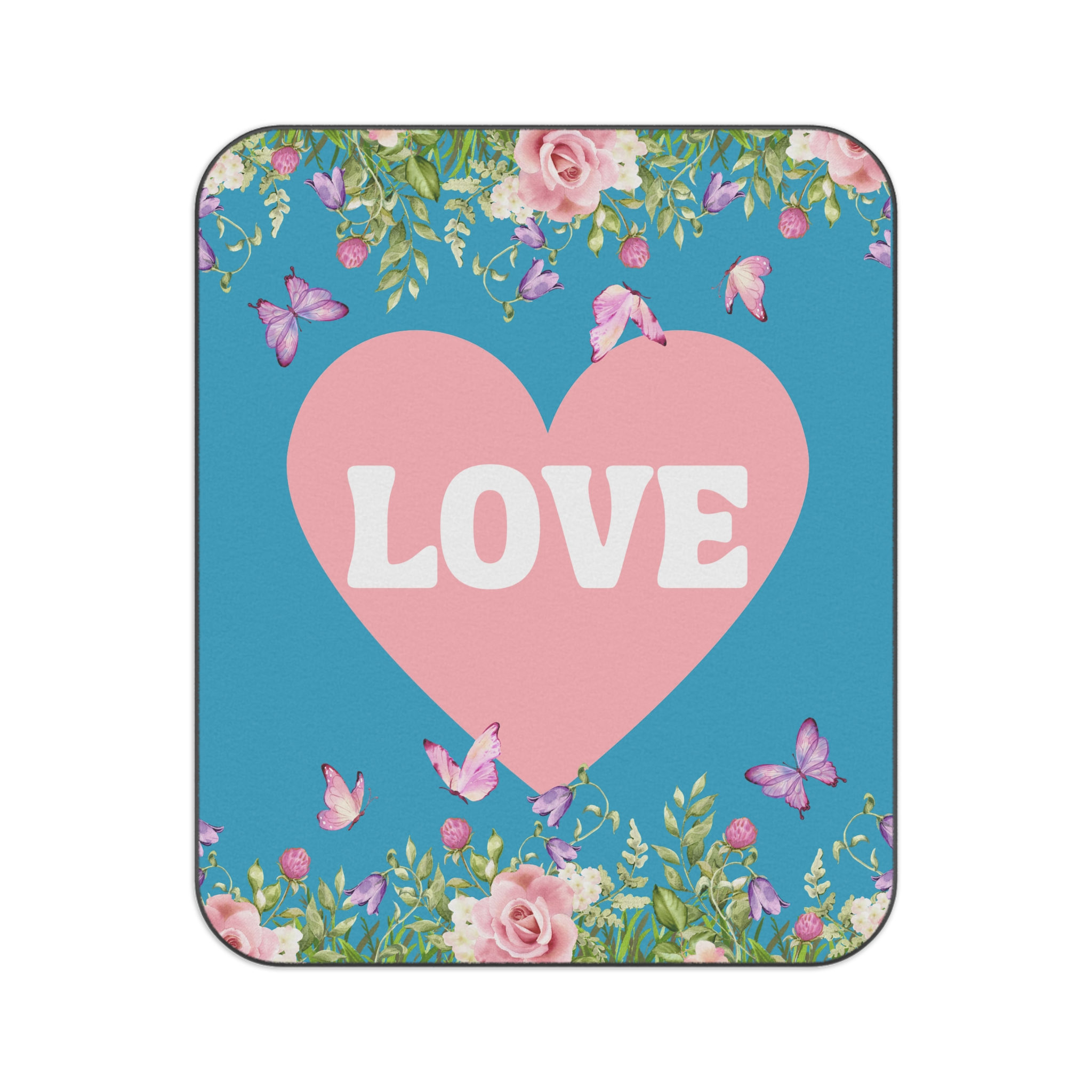 Pretty Love Vibes Picnic Blanket (Turquoise)