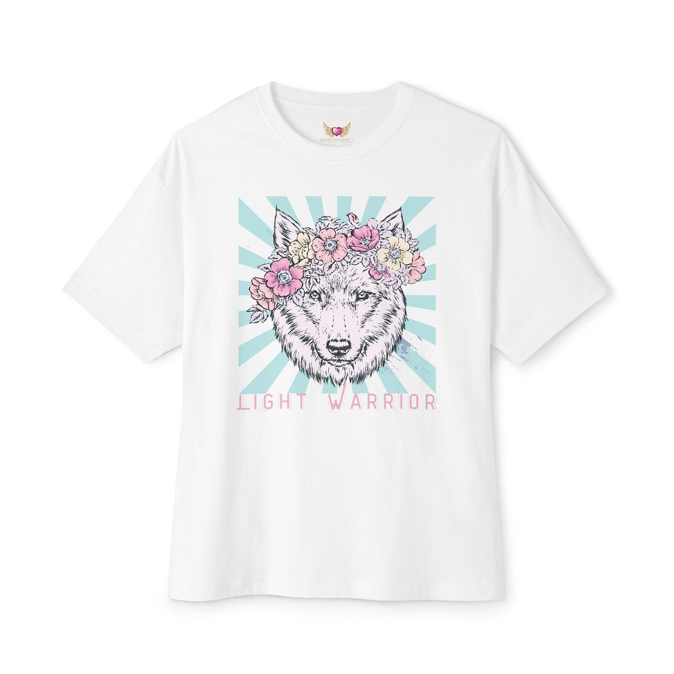 Thumbnail: Light Warrior Floral Wolf 'Oversized Boxy Tee 