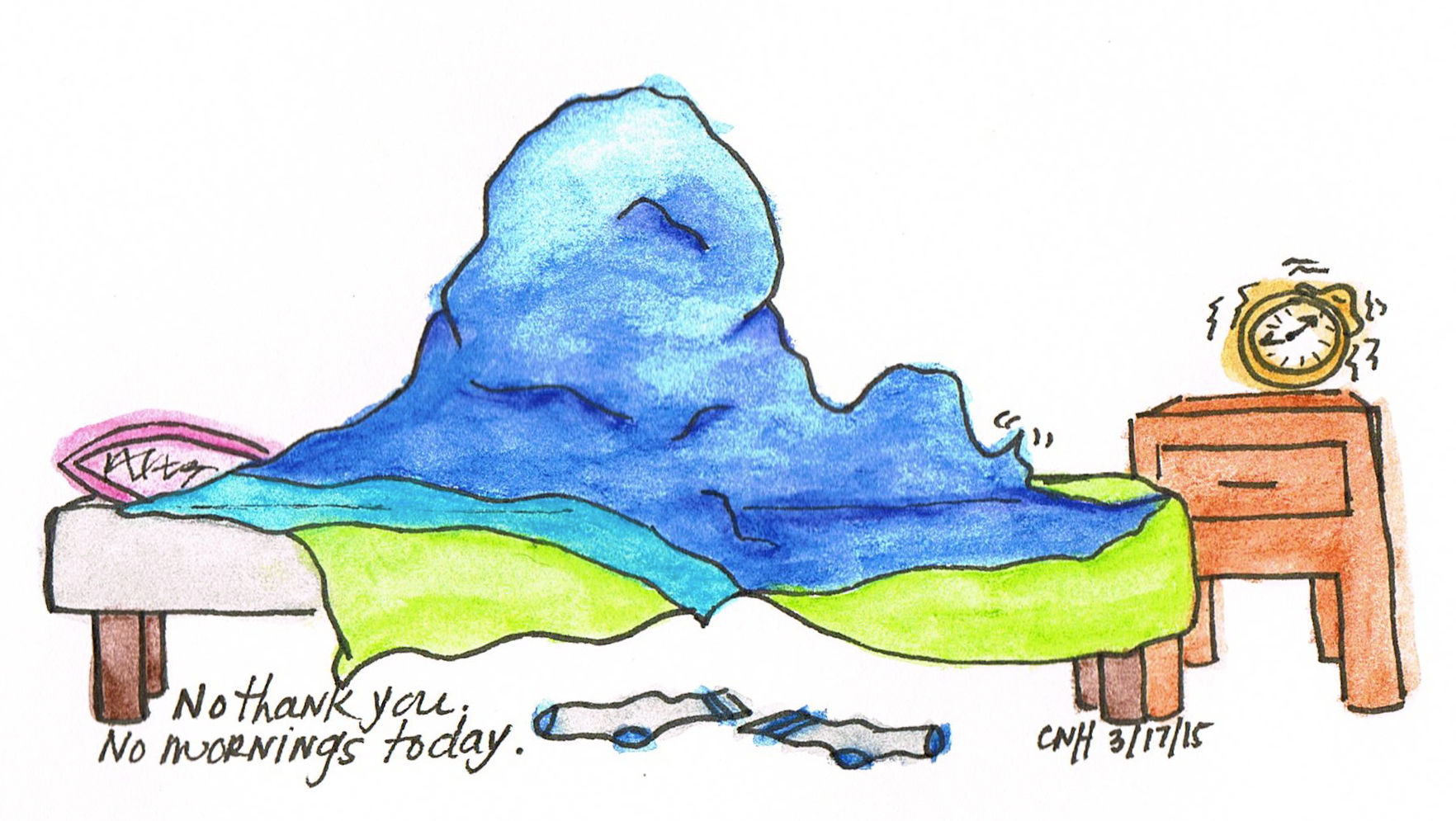 "No Mornings Today" Greeting Card