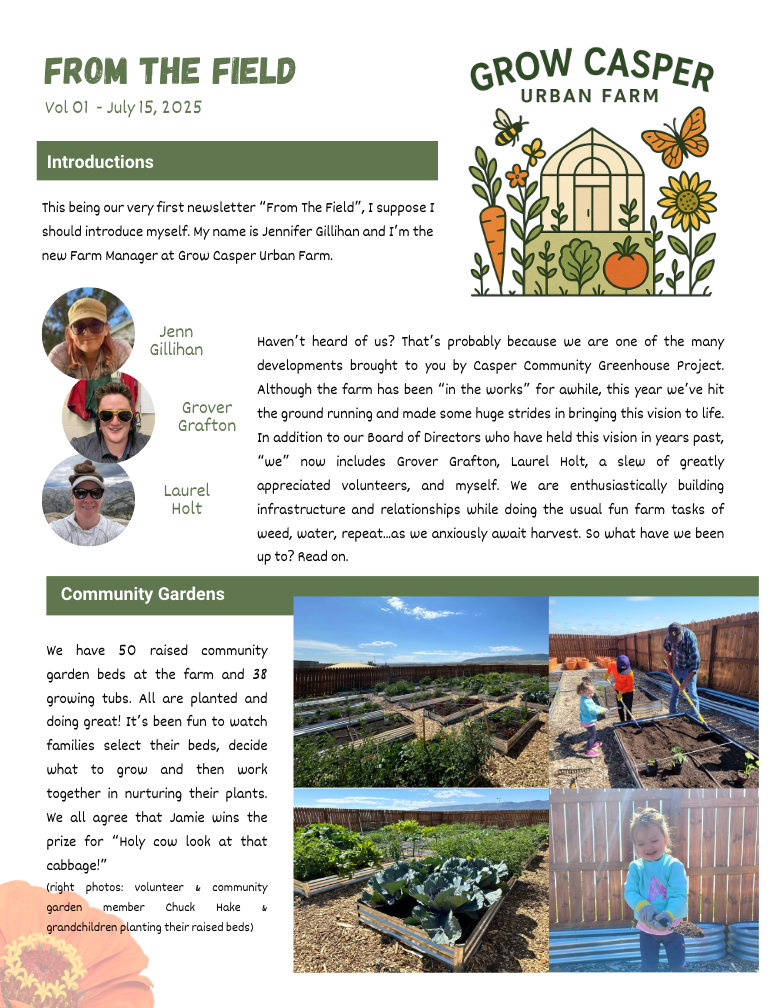 From The Field Newsletter Vol 1, July 15, 2025