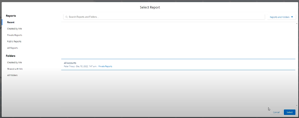 Select the Report to Add