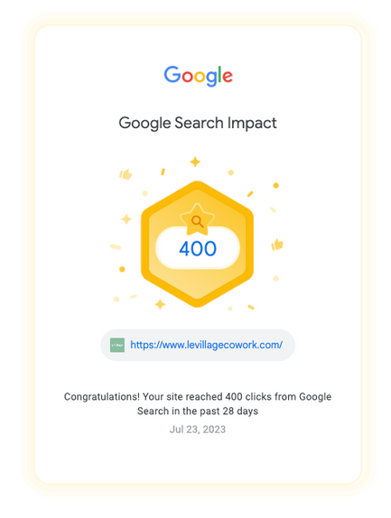 Customer Case Study - Google search console screenshot of website growth.