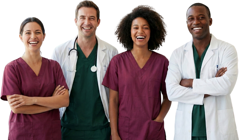 group of medical students and paramedics