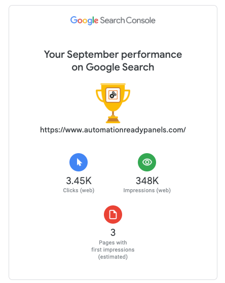 Customer Case Study - Google search console screenshot of website growth.