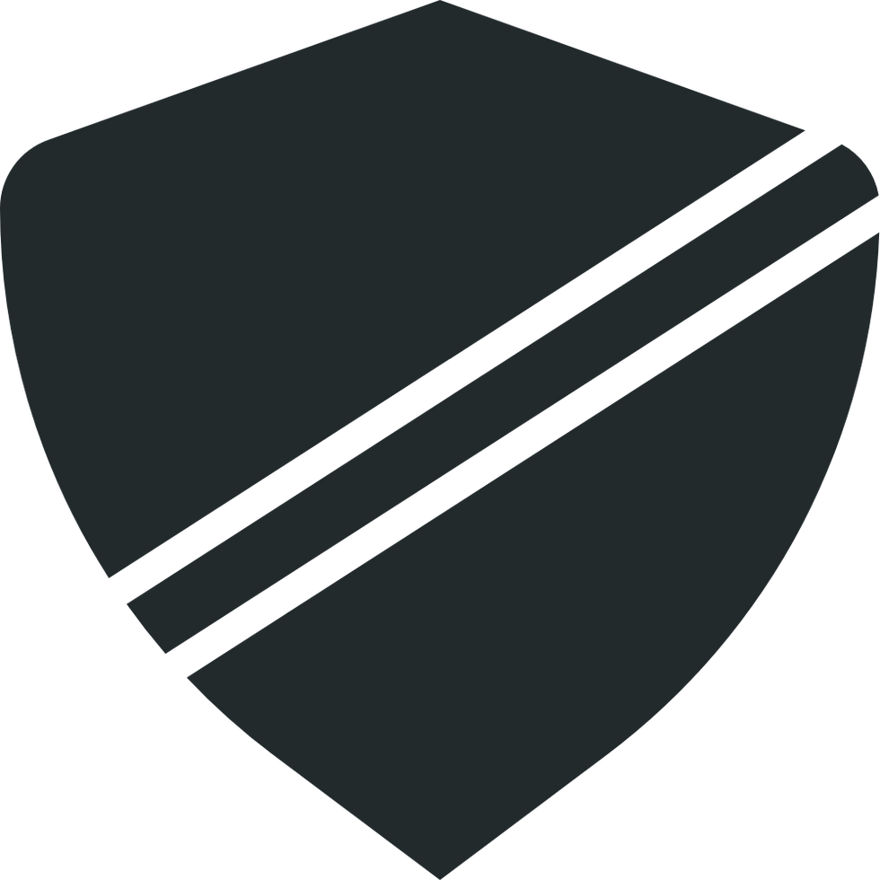 Icono de escudo oscuro con dos líneas diagonales.