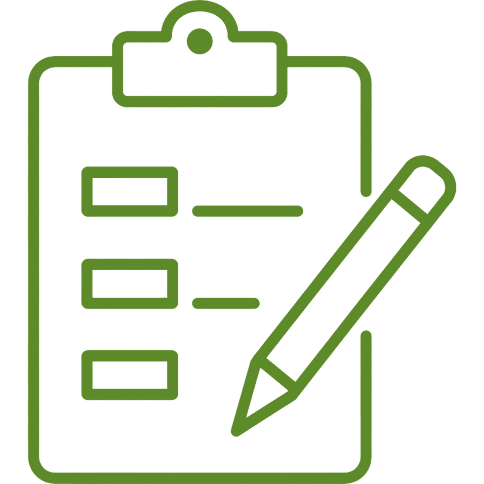 Green clipboard and pencil icon