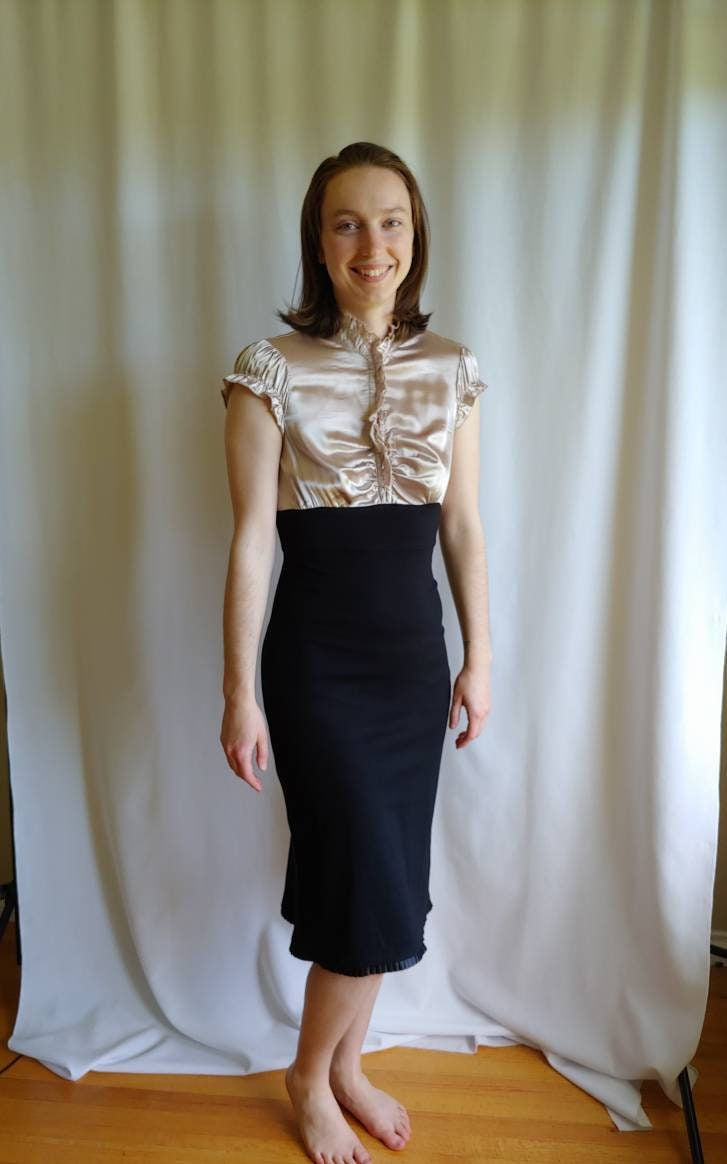 Couture corset dress Australian champagne silky bodice cocktail lbd little black