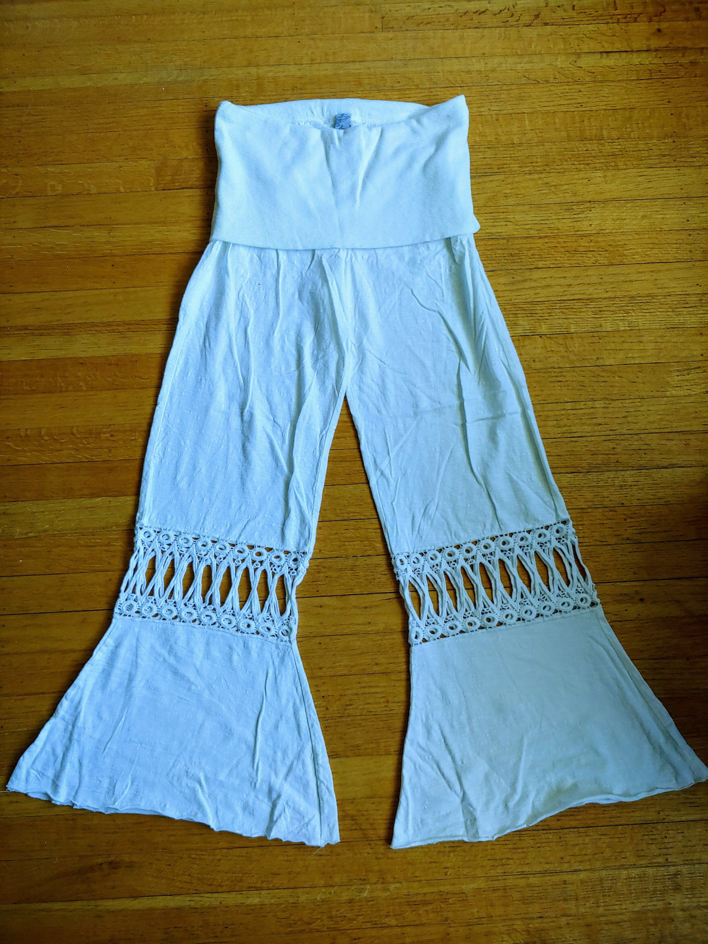 Crocheted Festival Yoga Pants Wide waistband medium large