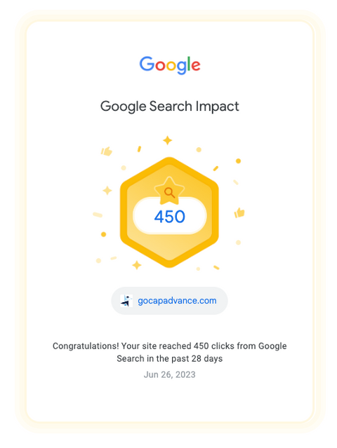 Customer Case Study - Google search console screenshot of website growth.