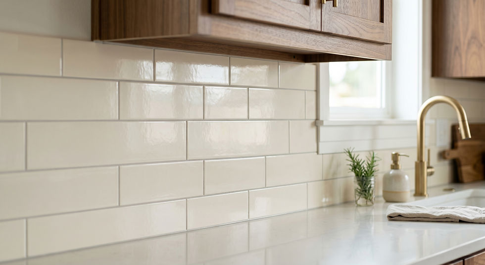 Professionally installed tile with clean grout lines in a kitchen or bathroom.