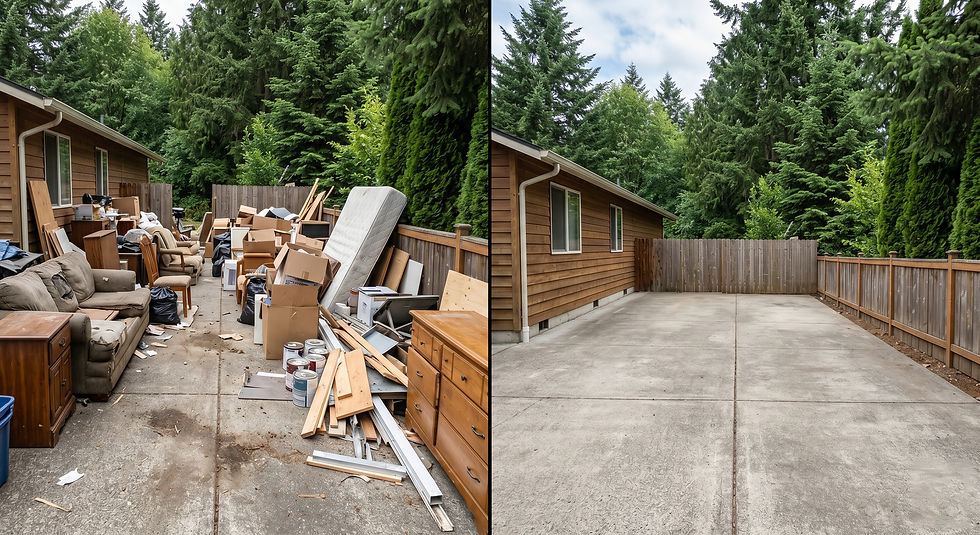 Cleared space after junk removal with unwanted items and debris taken away.
