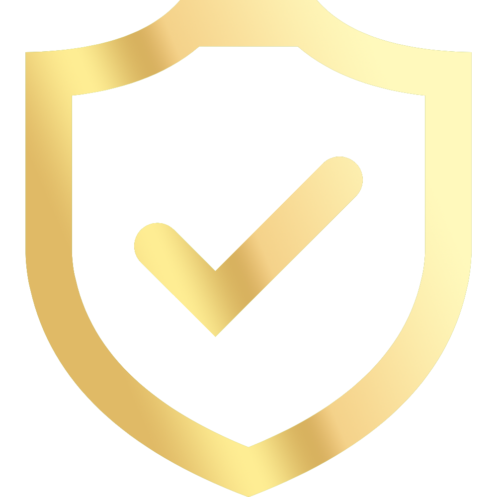 Gold shield icon with a checkmark for trust and security signifying Licensed & Insured