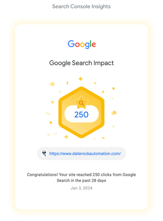 Customer Case Study - Google search console screenshot of website growth.