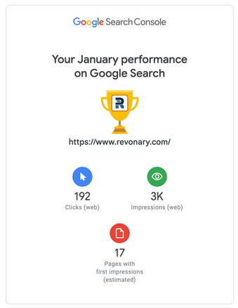 Customer Case Study - Google search console screenshot of website growth.