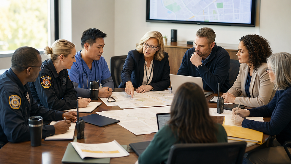 Diverse professionals in a collaborative training meeting