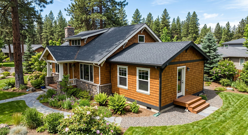 Home exterior with a newly built addition that blends with the original house.