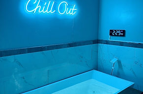 Modern cold plunge setup inside a clean, premium wellness clinic