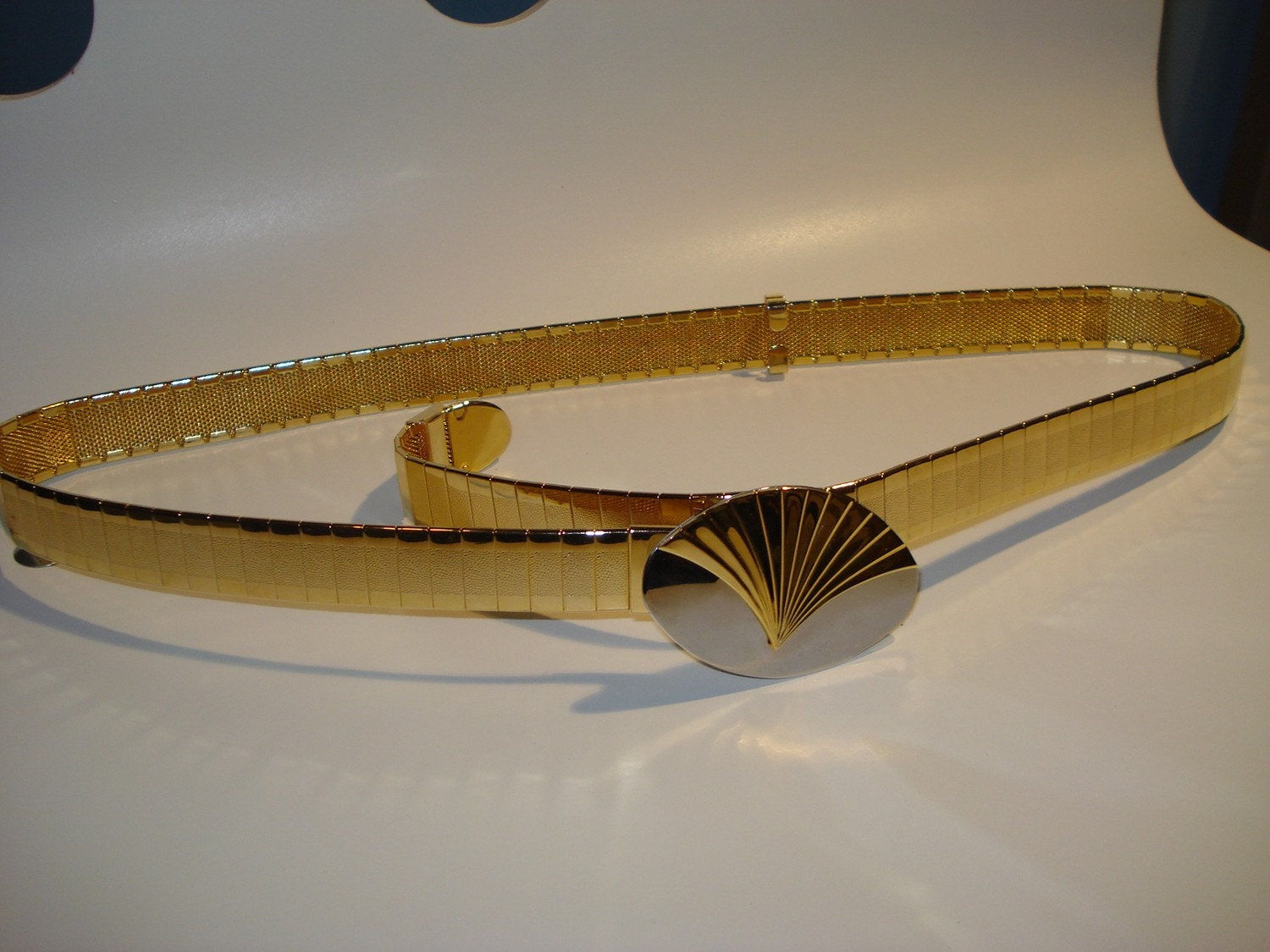 Rare Art Deco Belt /70s Art Deco Belt / Gold Buckle Chain Belt / Artistic metal