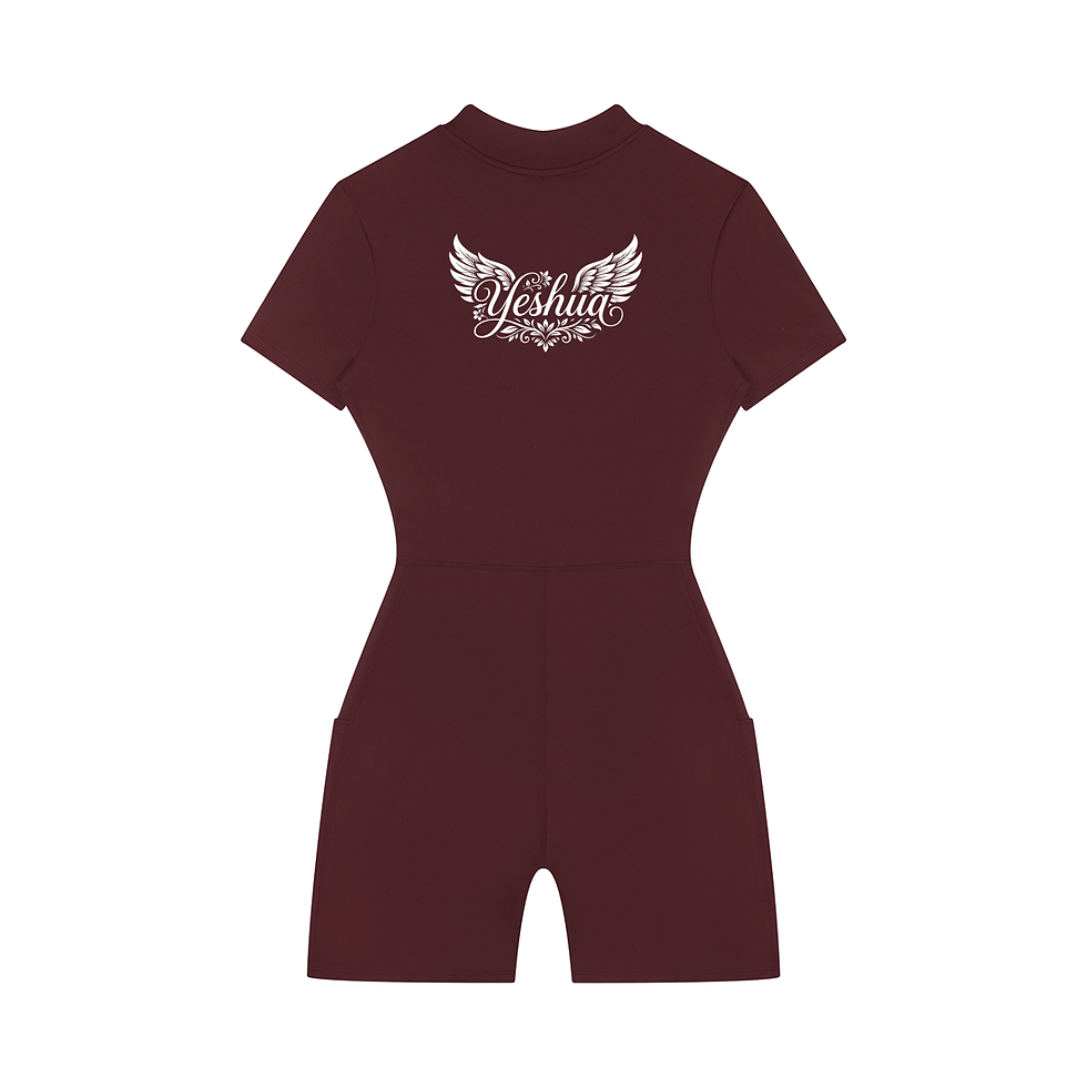 Thumbnail: YESHUA Women's Quarter-Zip Short Sleeve Romper