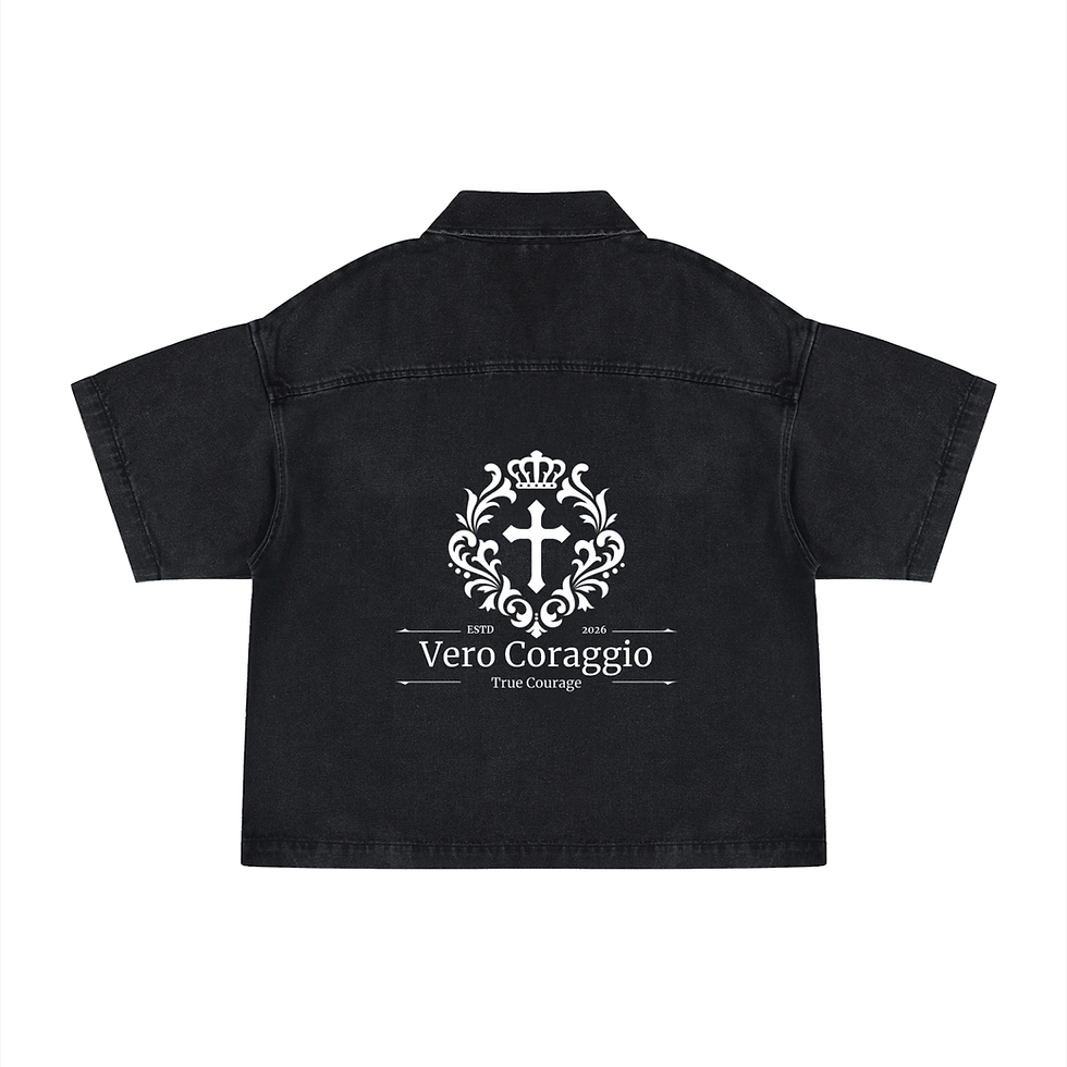Thumbnail: YESHUA Unisex Vintage Wash Boxy Quarter-Zip Denim Shirt