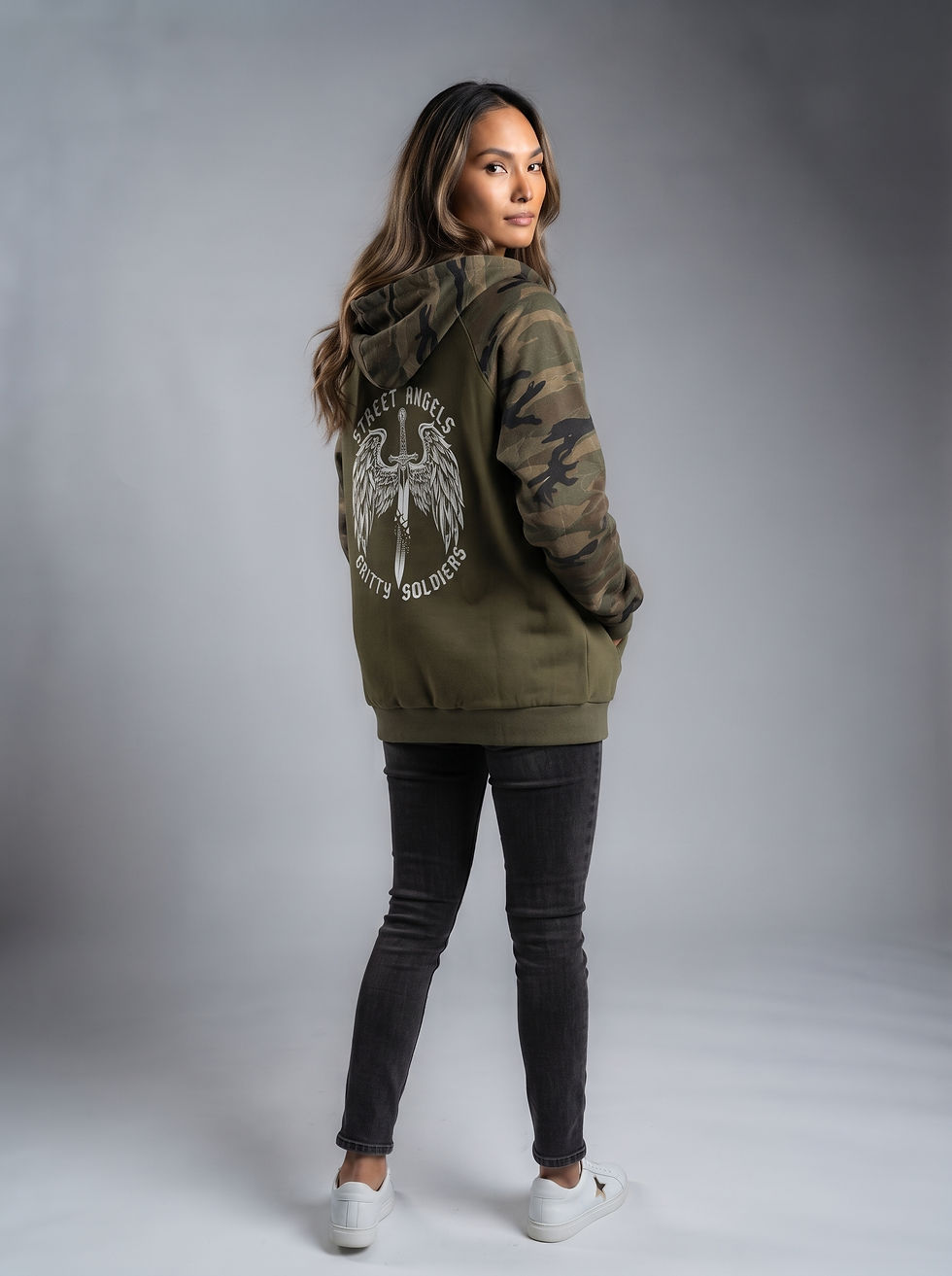 Thumbnail: YESHUA Unisex Camo Raglan Button Hoodie