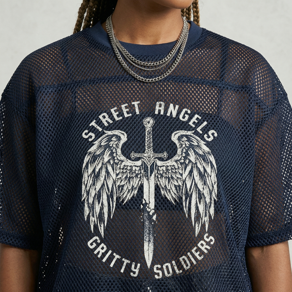 Street Angels/Gritty Soldiers See-through Boxy Net T-Shirt