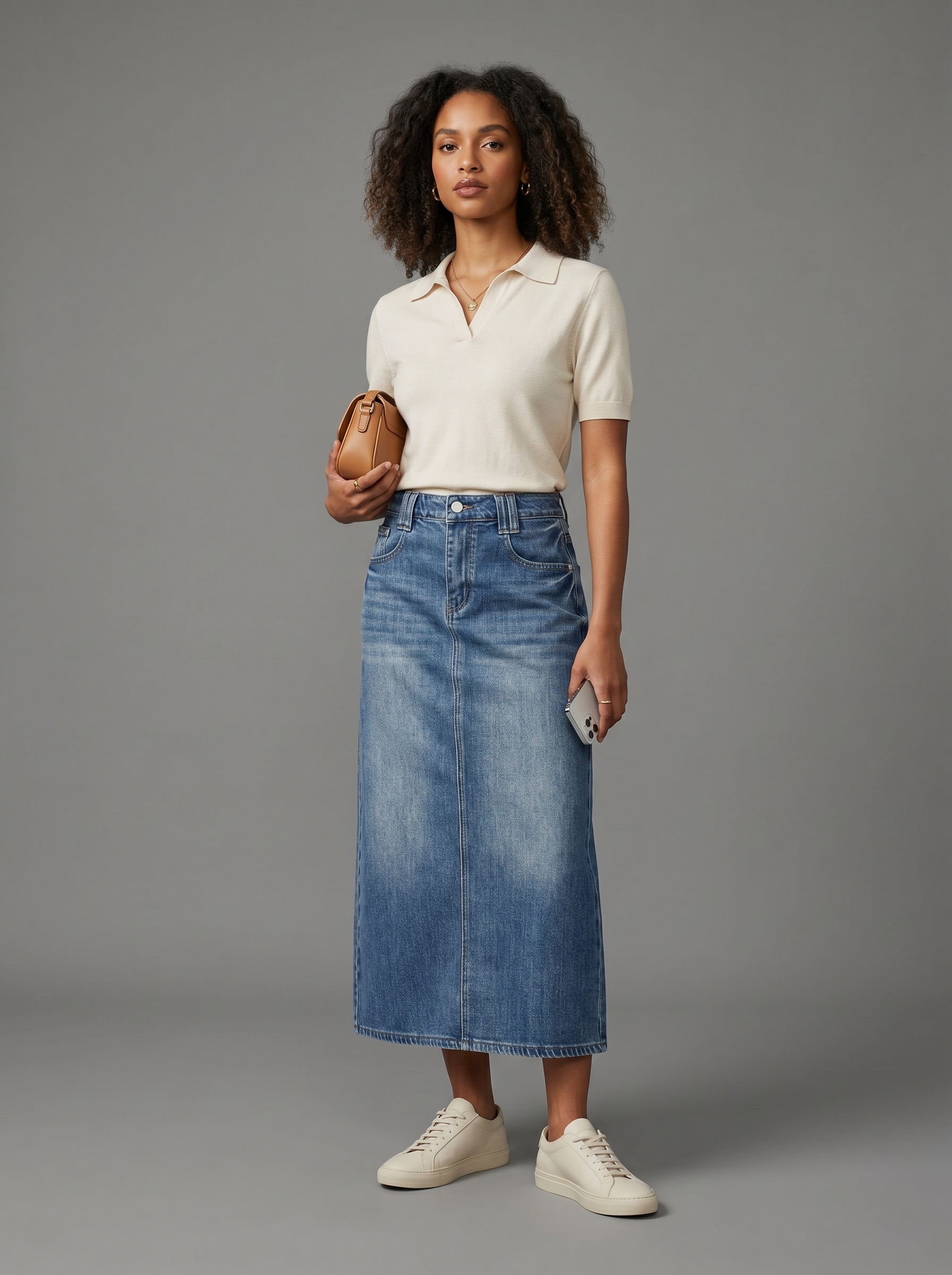 YESHUA Women’s Vintage Wash Denim Skirt