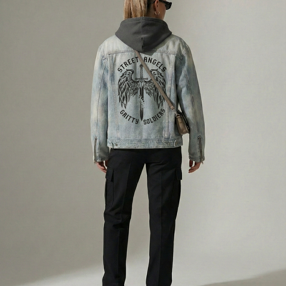 Street Angels/Gritty Soldiers Vintage Wash Zip Denim Jacket