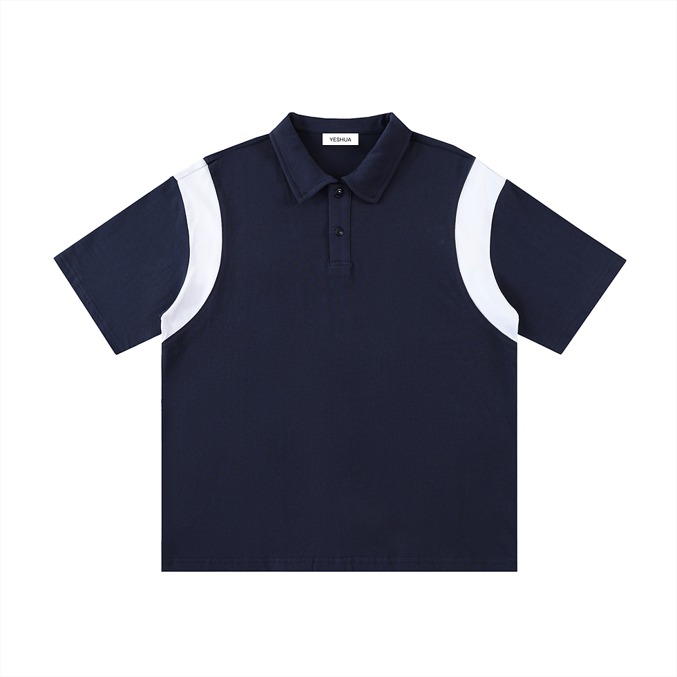 Thumbnail: YESHUA Men's Contrast Panel Cotton Polo Shirt