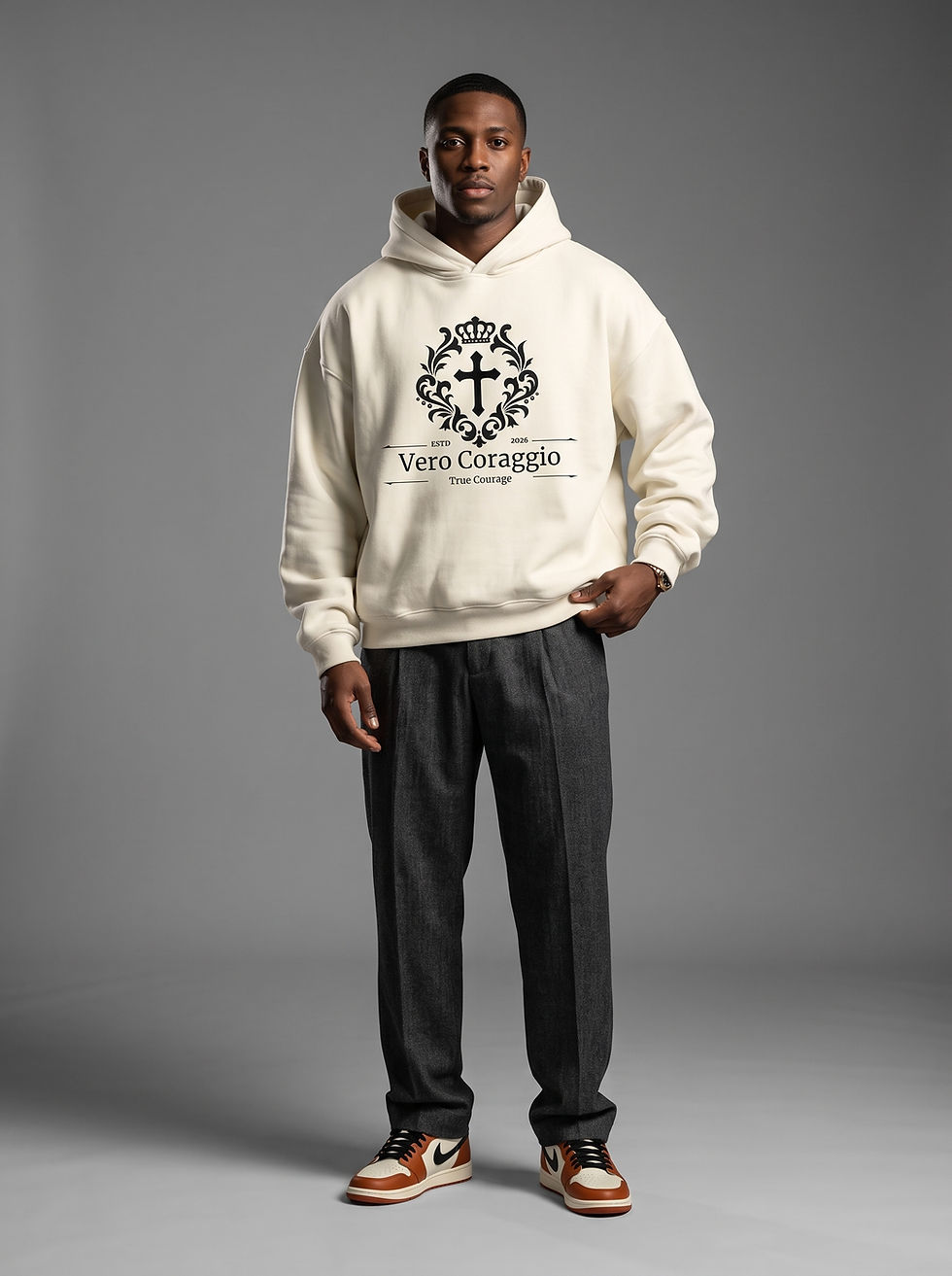 YESHUA Vero Coraggio Heavyweight Hidden Pocket Fleece Hoodie