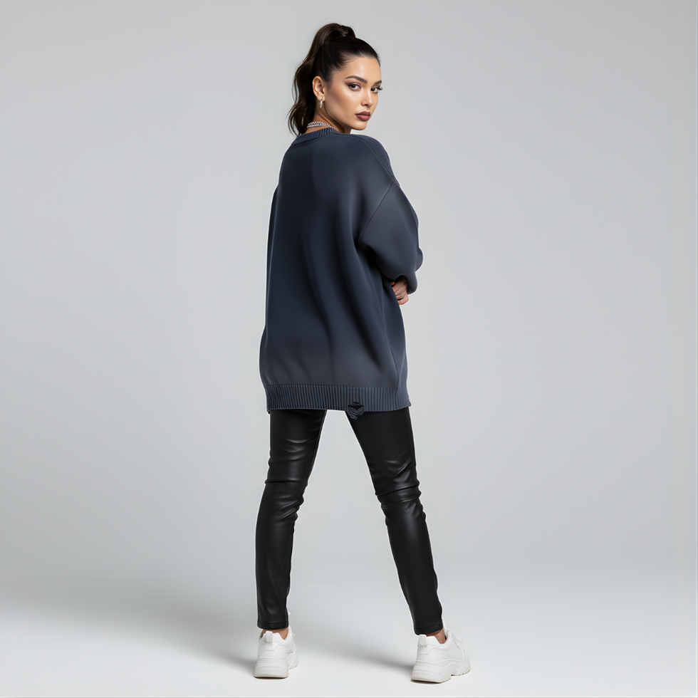 Vero Coraggio Sun Fade Distressed Ripped Crewneck Sweater - Style 01