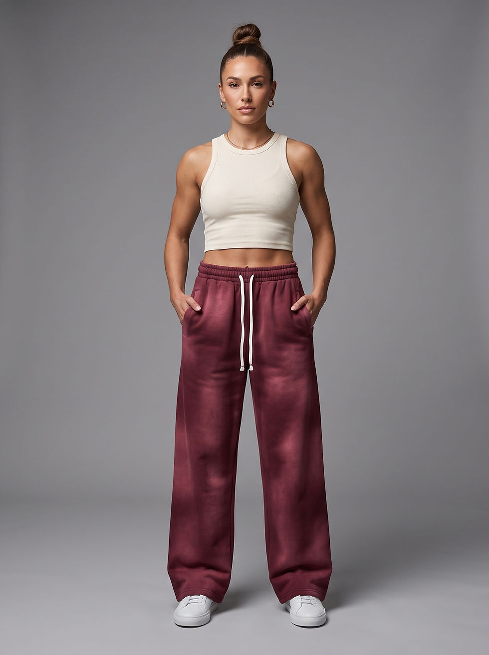 YESHUA Unisex Sunfade Wide Leg Fleece Sweatpants