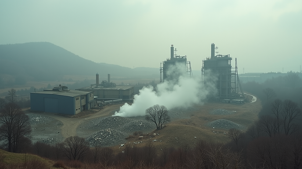 High angle view of textile factory waste disrupting the landscape