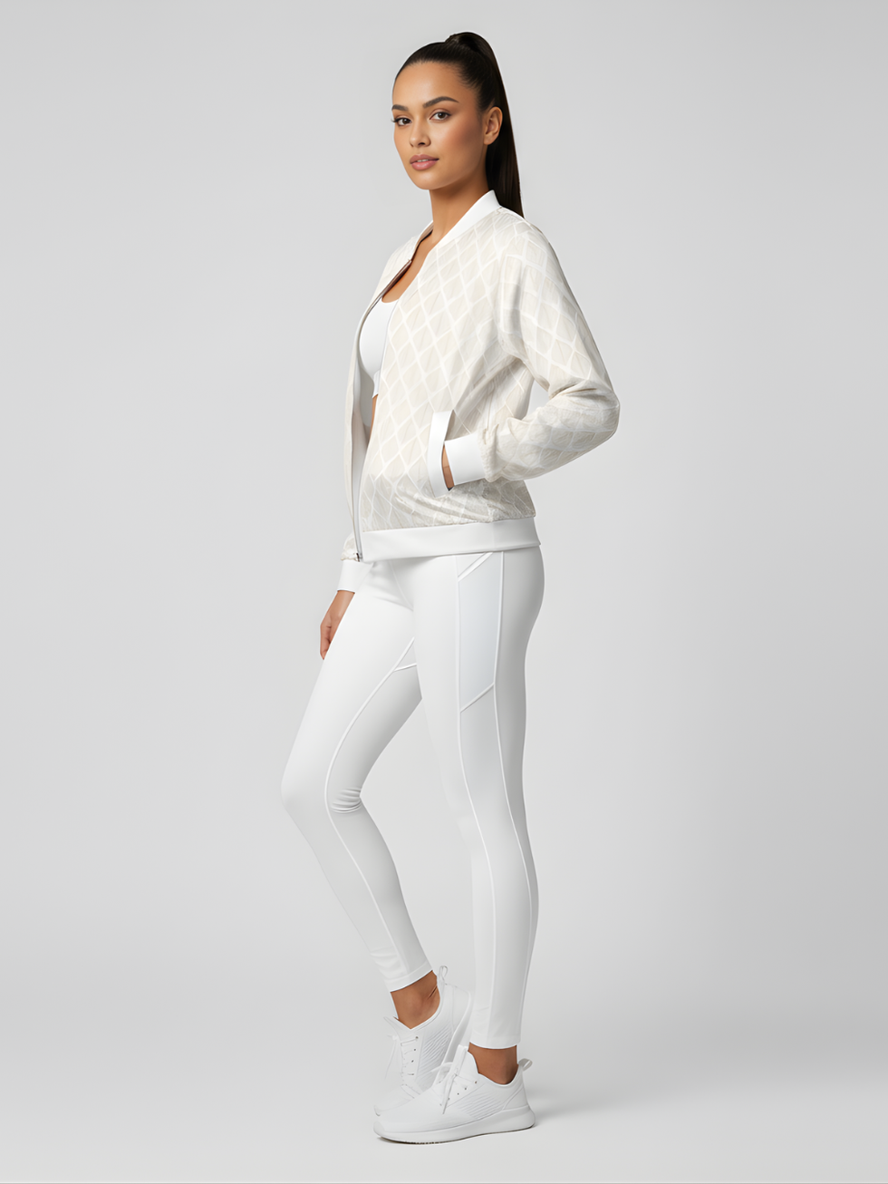 Paper Leaf Pattern Bomber Jacket