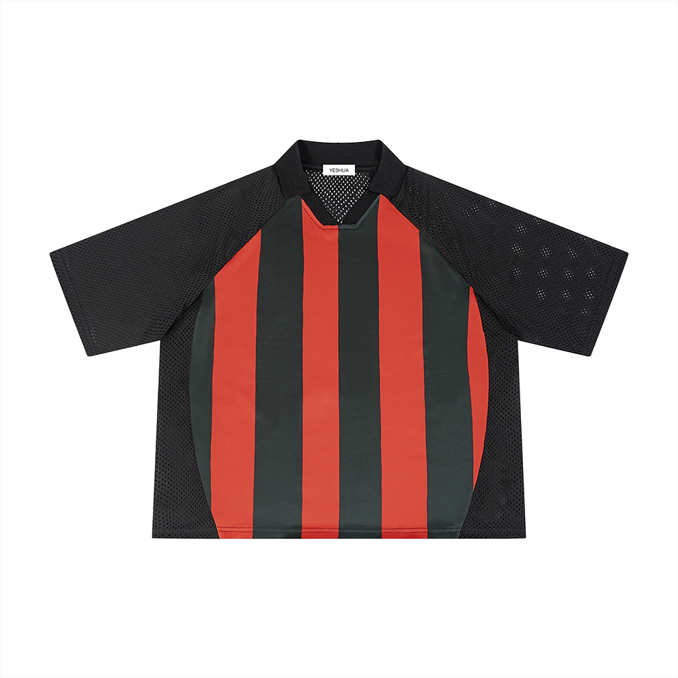 Thumbnail: YESHUA Unisex Striped Mesh Boxy Soccer Jersey