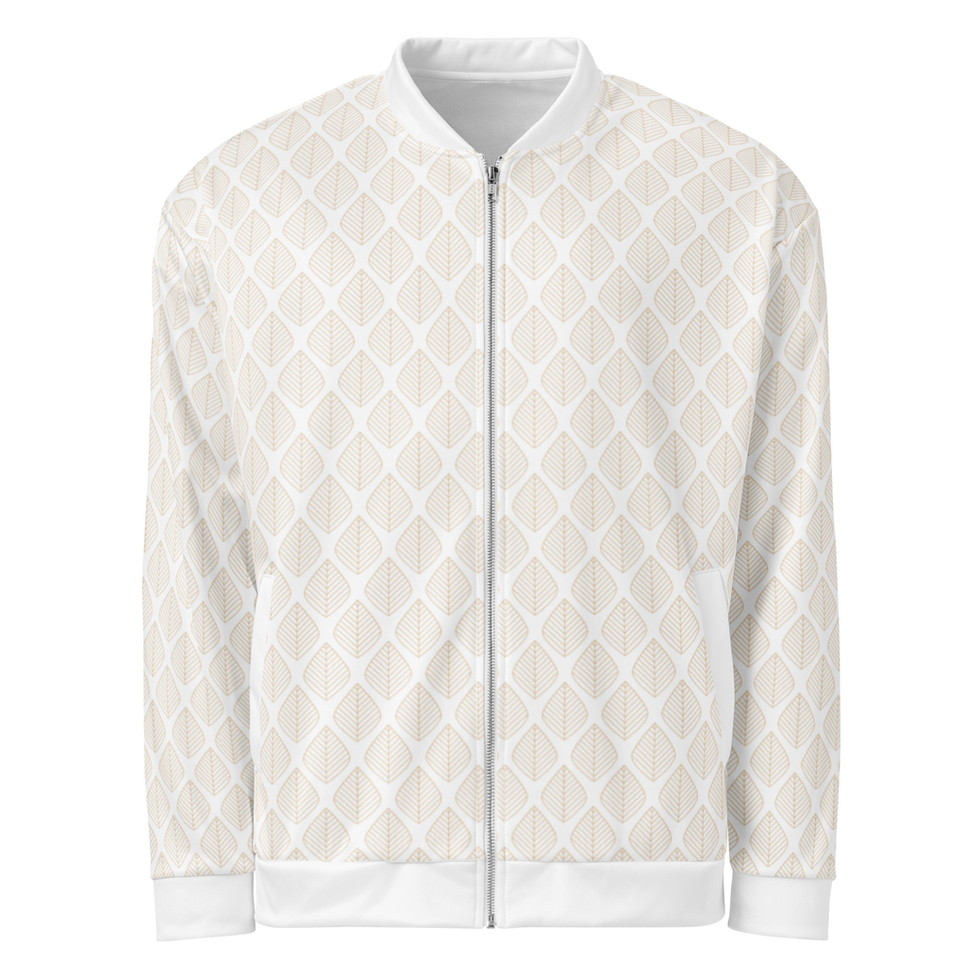 Paper Leaf Pattern Bomber Jacket