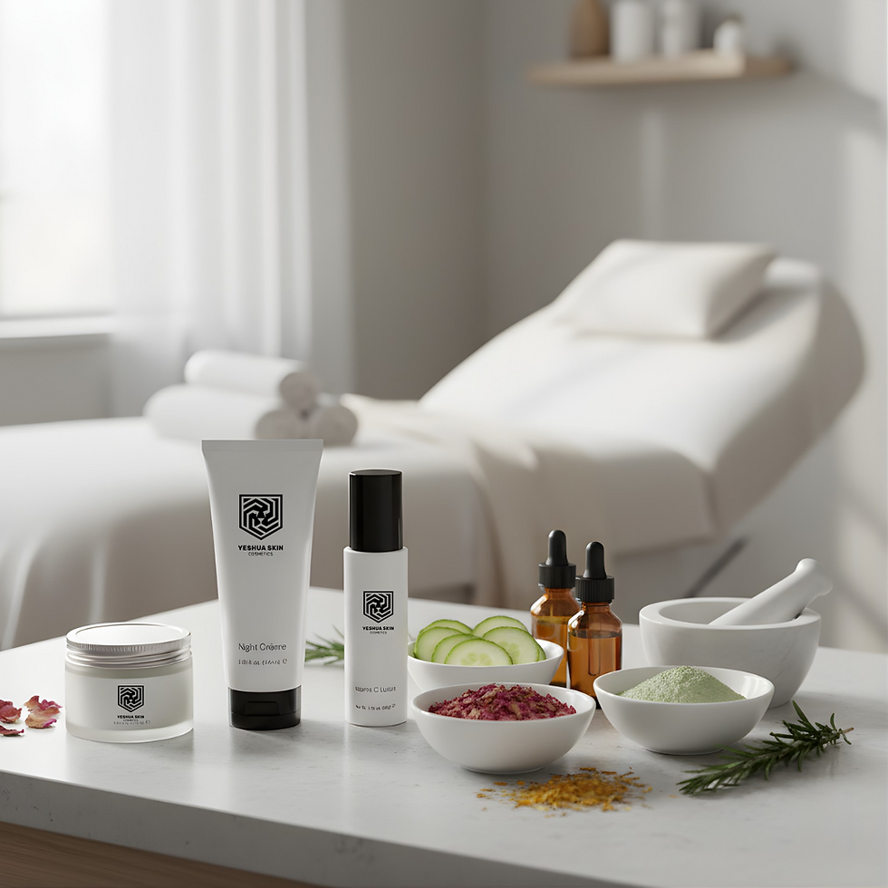 Eye-level view of a spa treatment room with natural decor