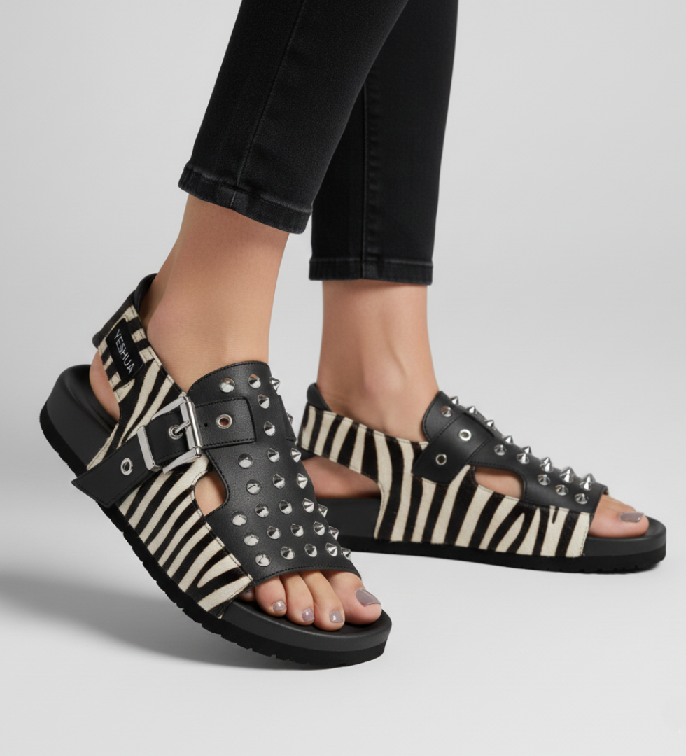The YESHUA Zebra Spikes Luxury Sandal