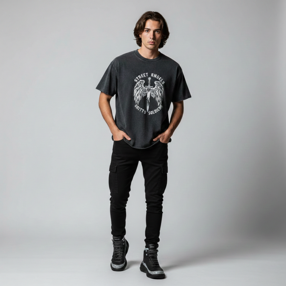 Street Angels/Gritty Soldiers Distressed Designer T-shirt