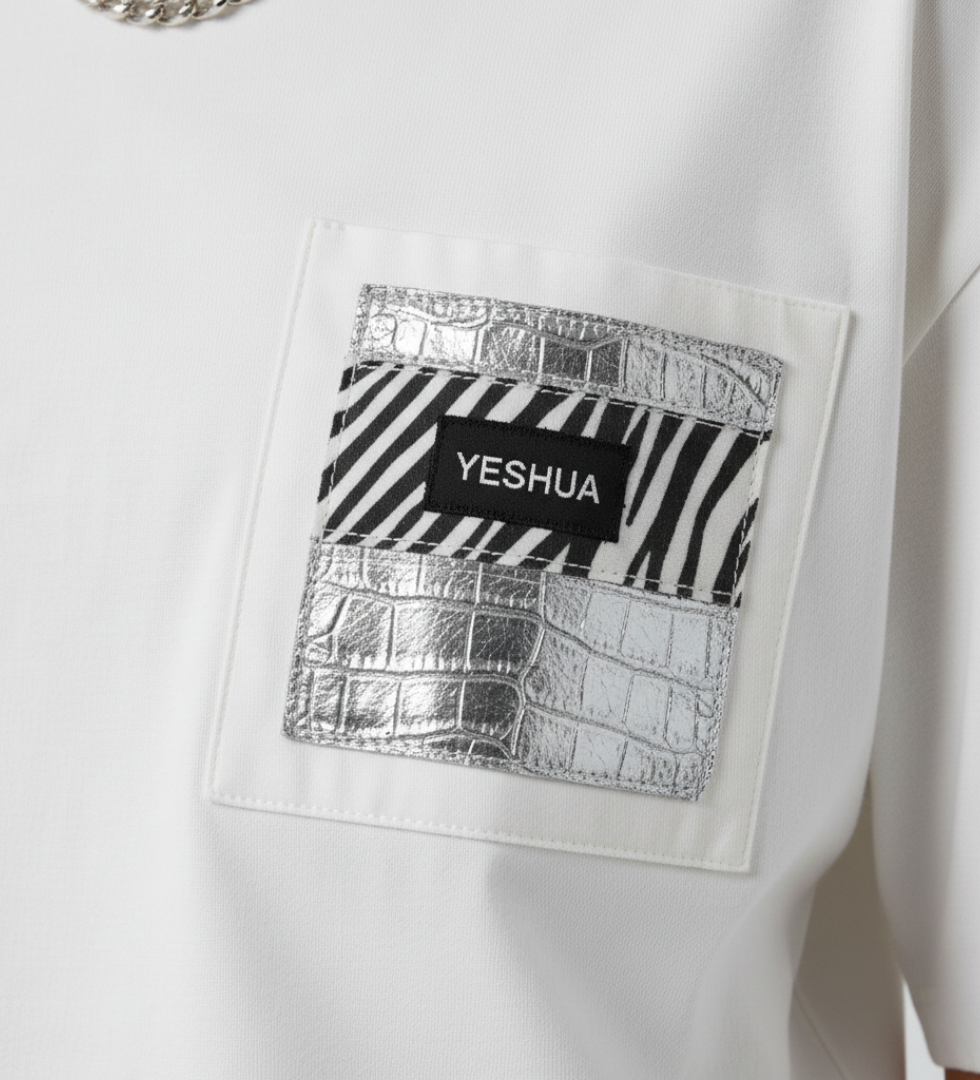 The YESHUA Silver Croc Stripe-Insert Tee